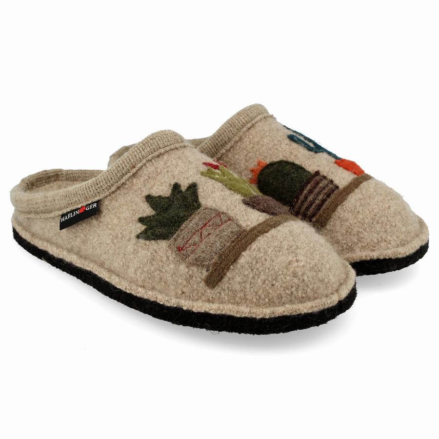 Haflinger Cactus Novelty Tøfler Dame Beige | YAM5316SO