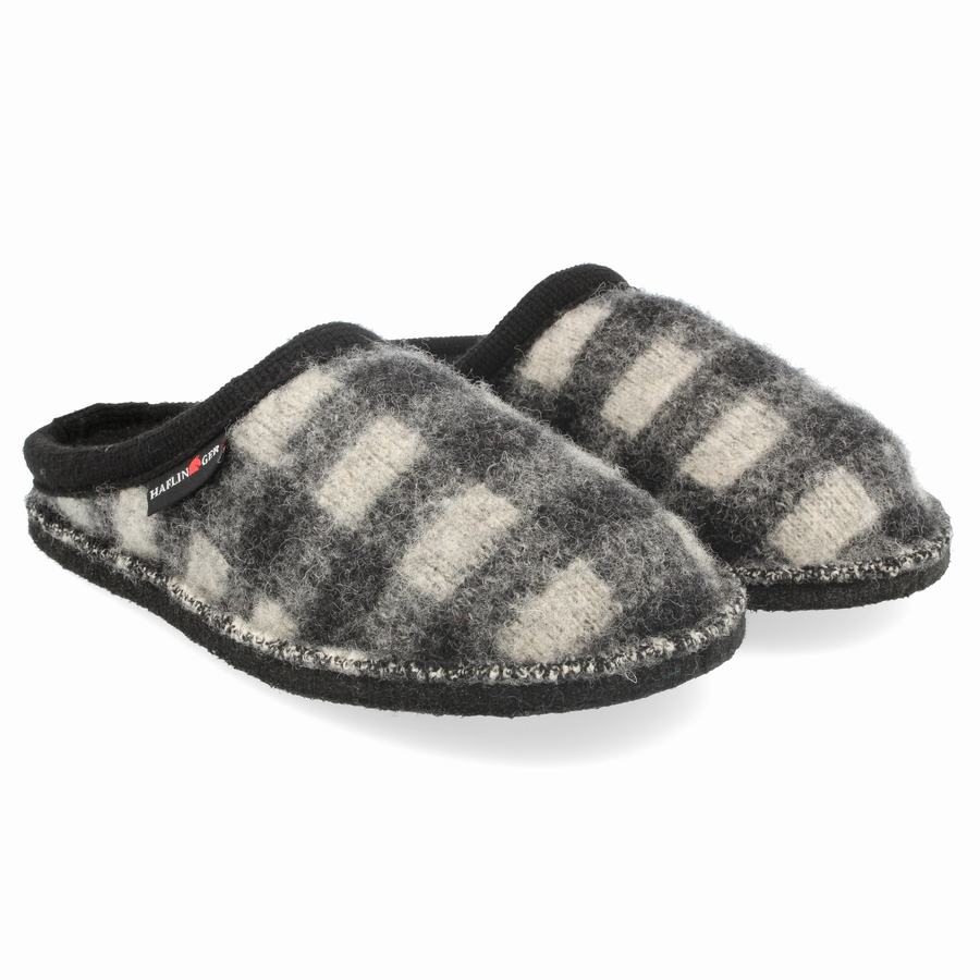 Haflinger Plaid Novelty Tøfler Dame Sort Hvide | EIK305UB